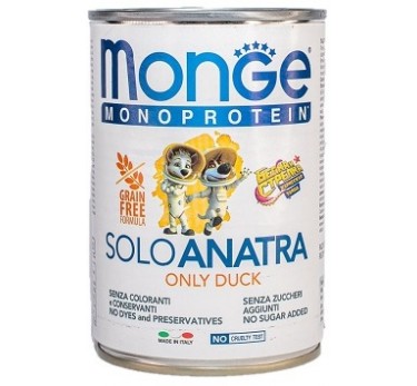 Monge Dog Monoprotein Solo B&S консервы для собак паштет из утки 400г